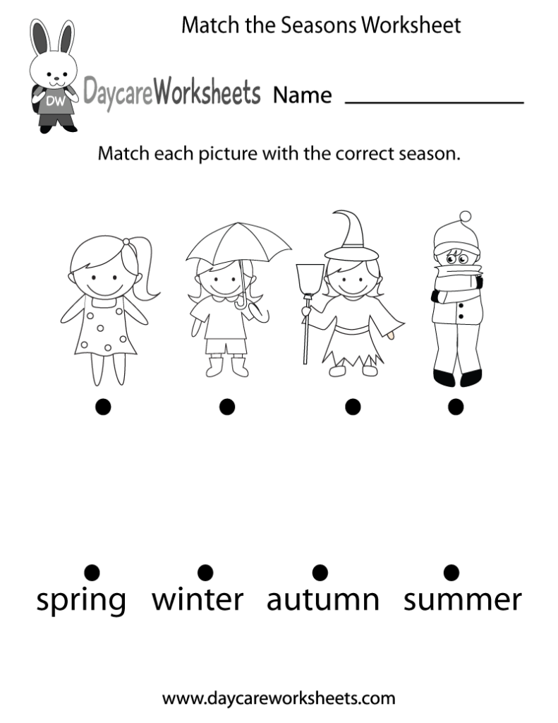 Free Preschool Match The Seasons Worksheet - Summer Season Worksheet For Preschool