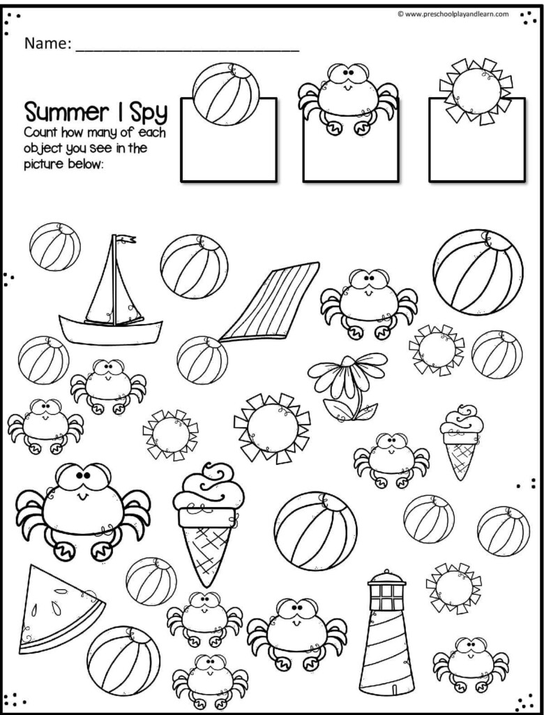 Free Preschool Summer Math Worksheets Summer Worksheets Best Coloring  - Preshool Worksheets Free Summer