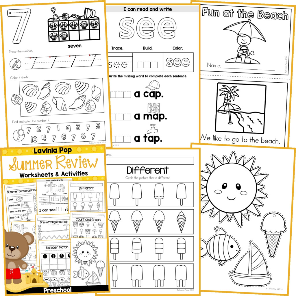 FREE Preschool Summer Review Worksheets And Activities No Prep In My  - Summer Review Worksheets