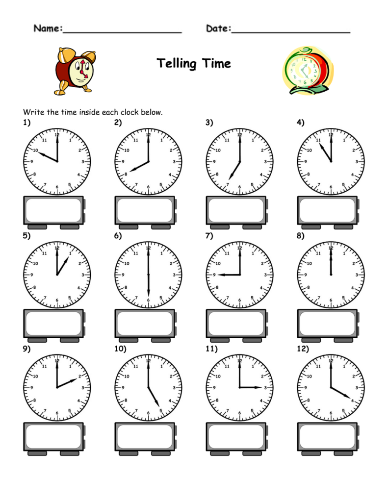 Free Printable Clock Worksheets - Summer Time Clock Worksheet