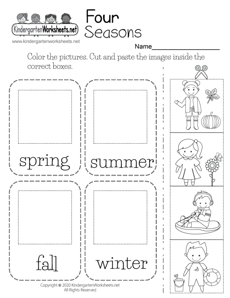 Free Printable Four Seasons Worksheet - Seasons Preschool Summer Worksheets For Kindergarten