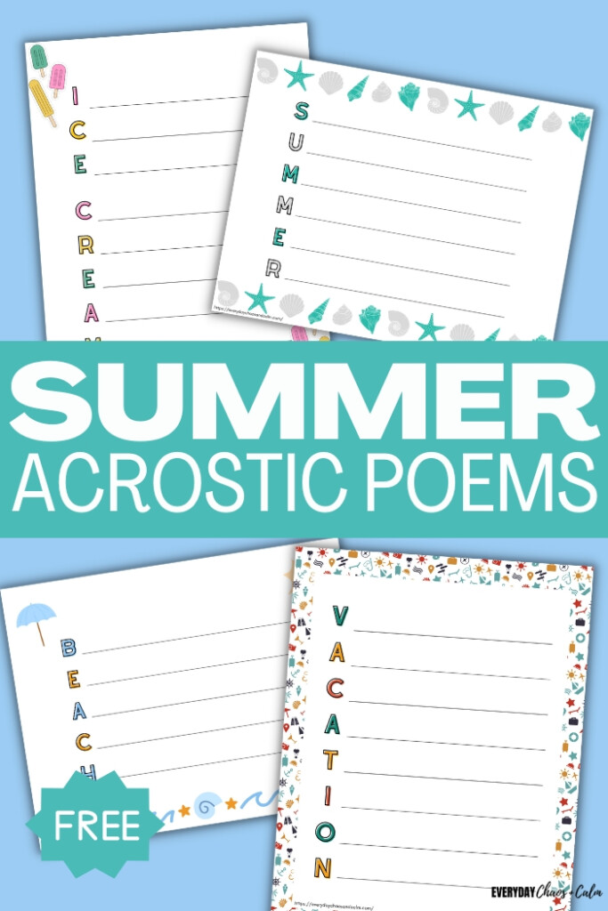 Free Printable Summer Acrostic Poem Templates - Summer Acrostic Poem Worksheets 4Th Grade