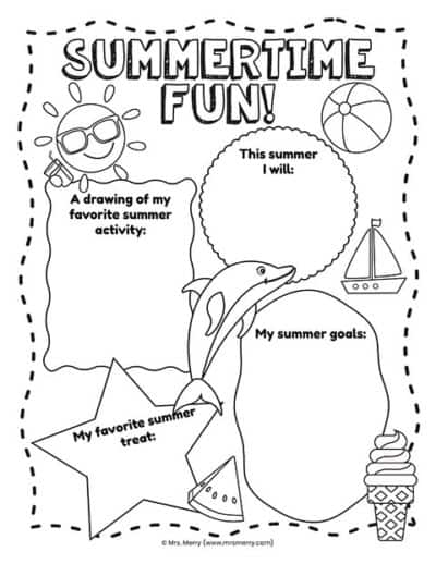 Free Printable Summer Activities Worksheet Mrs Merry - Summer Fun Kindergarten Worksheets