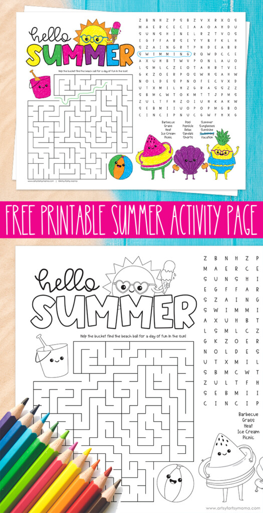 Free Printable Summer Activity Page Artsy fartsy Mama - Summer Worksheets Free Printables