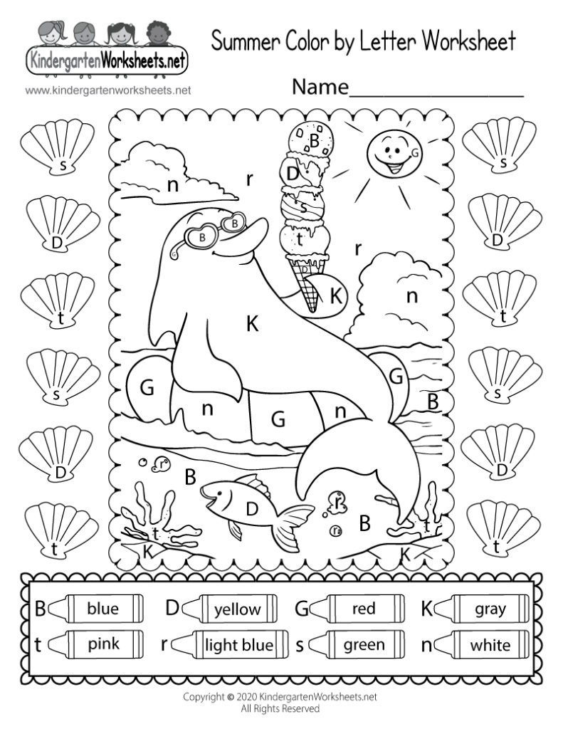 Free Printable Summer Color By Letter Worksheet - Coloring Summer Worksheets For Kindergarten