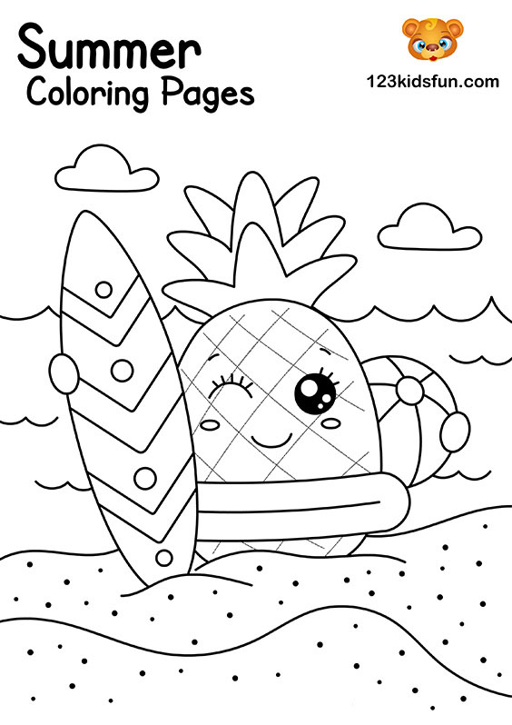 Free Printable Summer Coloring Pages For Kids 123 Kids Fun Apps - Summer Colouring Worksheets For Kids