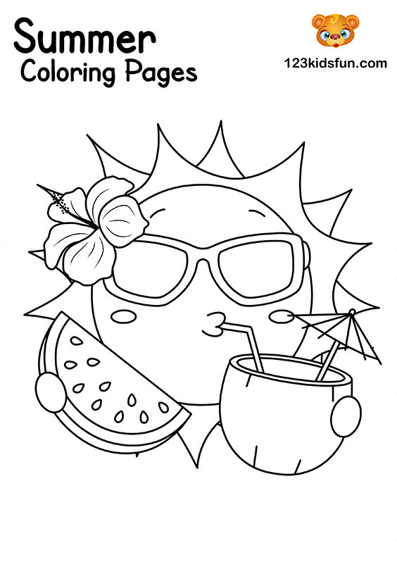 Free Printable Summer Coloring Pages For Kids 123 Kids Fun Apps - Coloring Worksheets For Summer