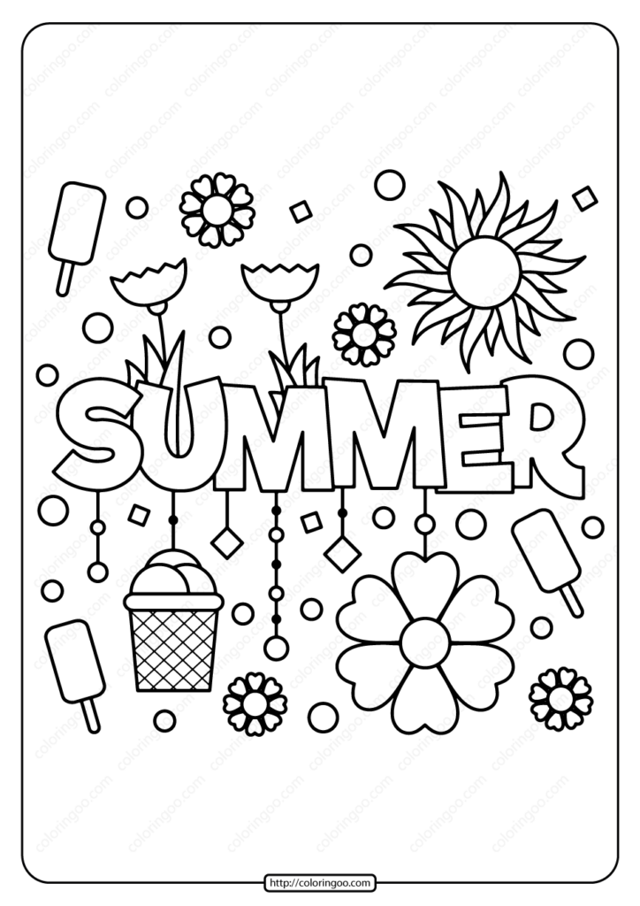 Free Printable Summer Pdf Coloring Page - Summer Coloring Worksheets Pdf