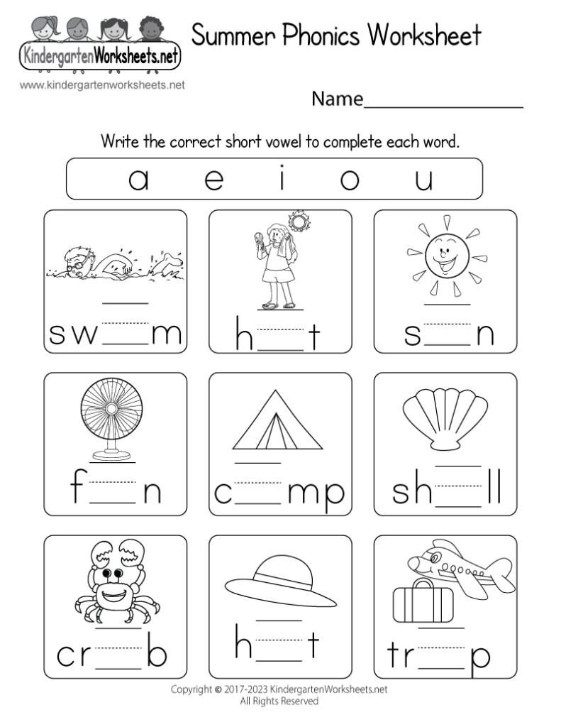 Free Printable Summer Phonics Worksheet - Summer Language Worksheets