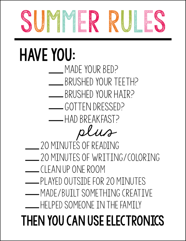 Free Printable Summer Rules Free Templates Printable - Summer Rules Have You Worksheet