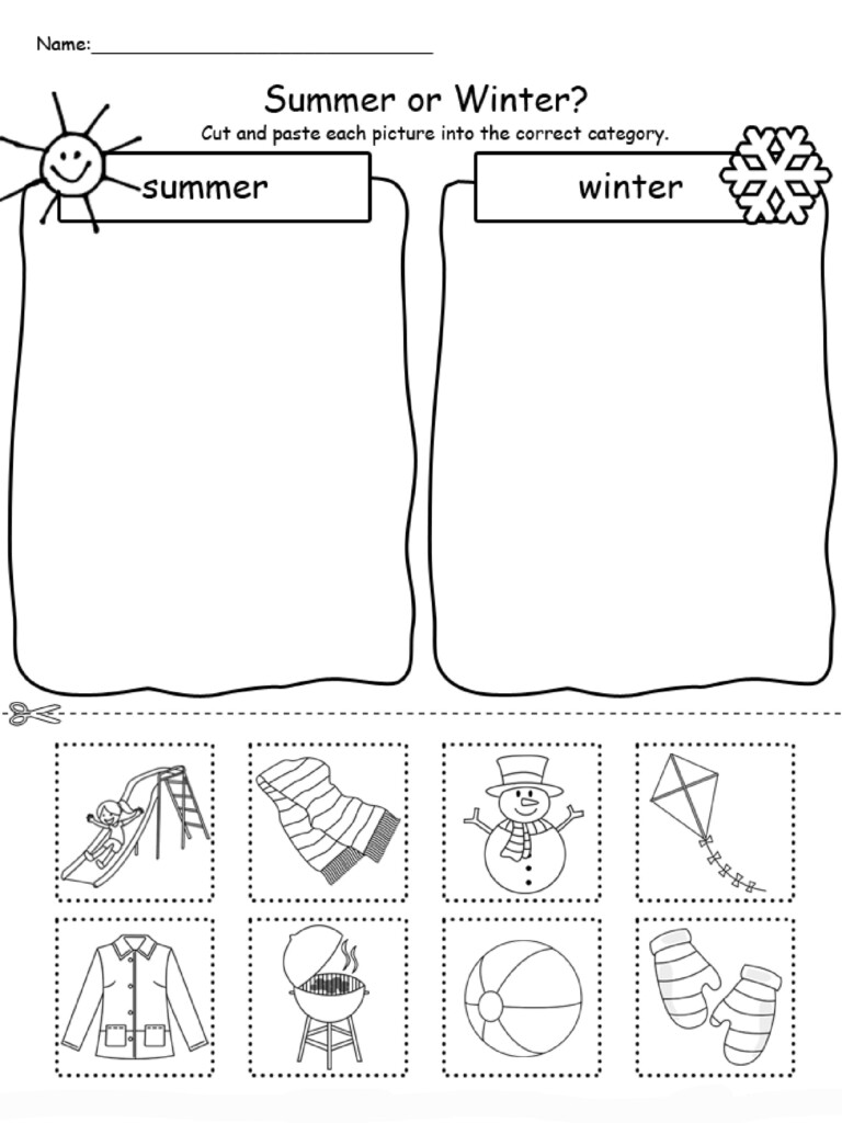 Free Printable Summer Worksheets - Summer And Fall Worksheets For Kindergarten Sorting