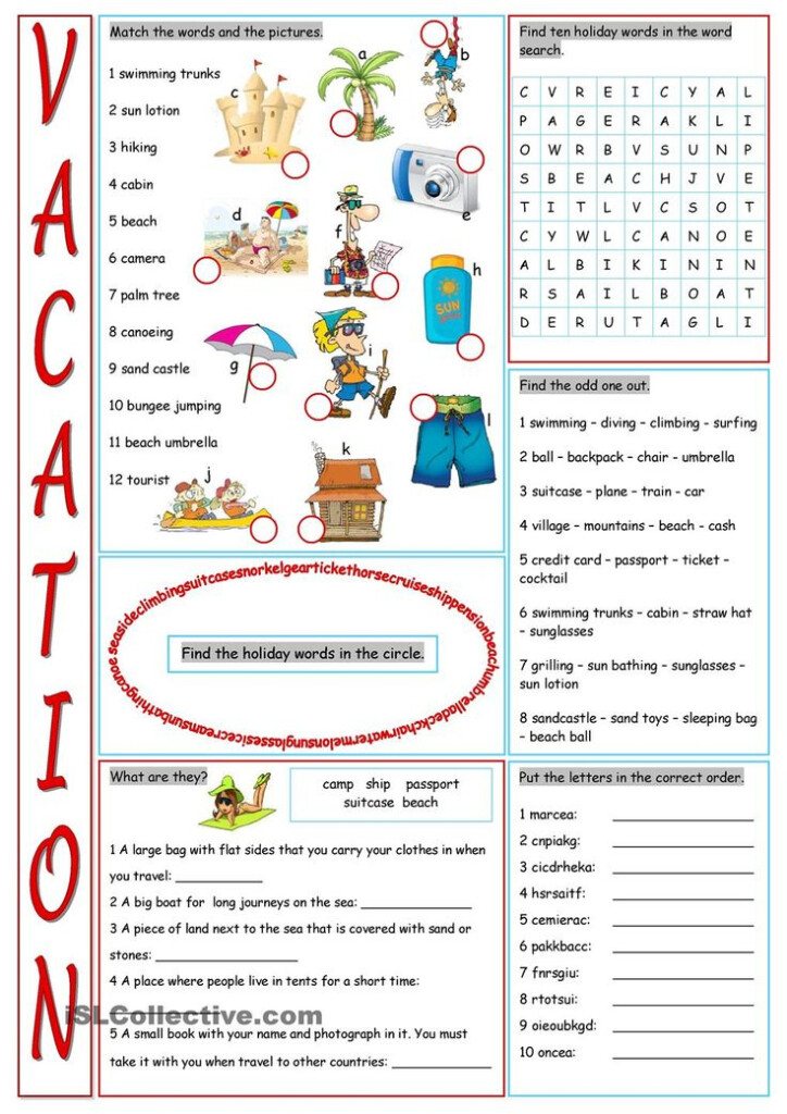 Free Printable Vacation Worksheets - Post Summer Vacation Worksheets