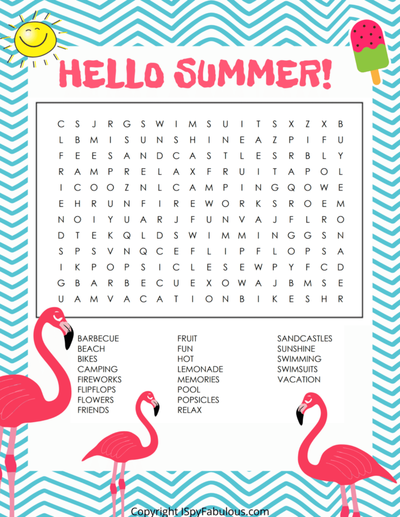 Free Printable Word Searches Summer - Summer Word Search Printable Worksheets