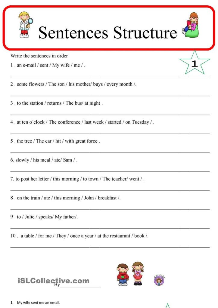 Free Sentence Building Worksheets - Sentence Building Worksheets Older Kids Summer