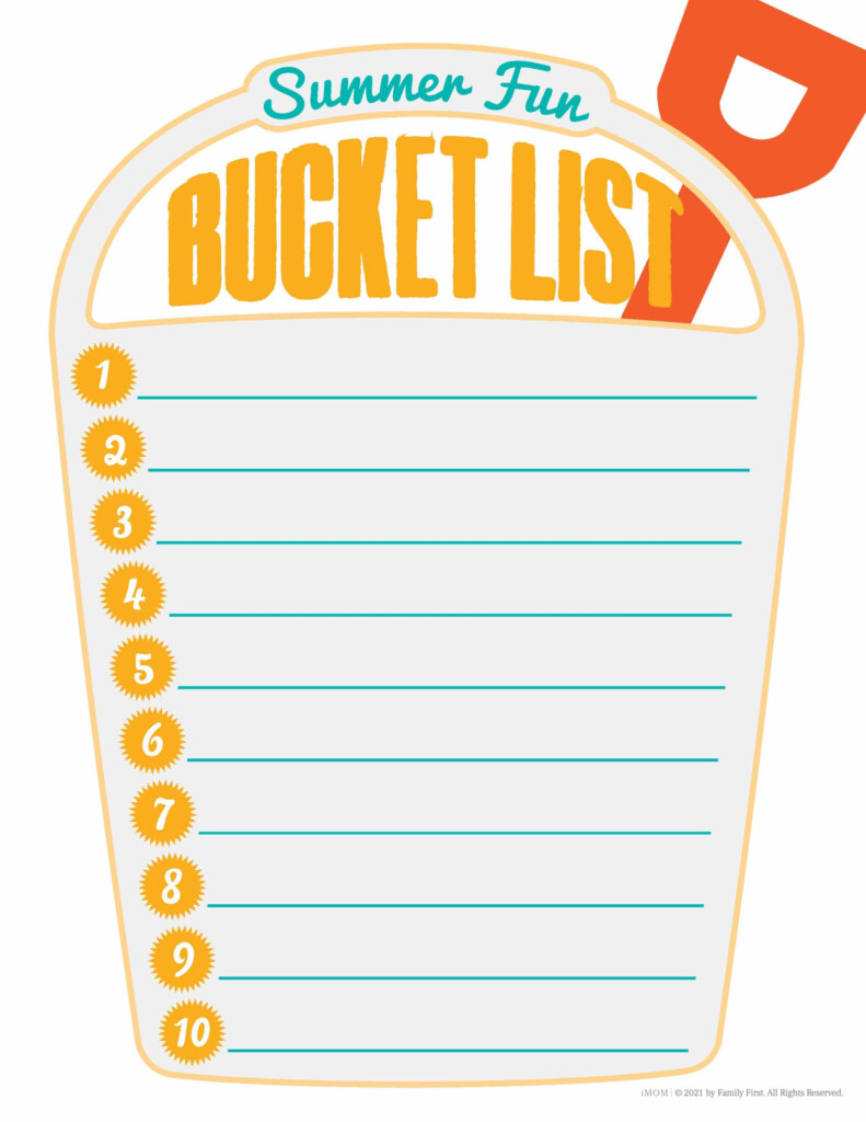 Free Summer Bucket List Template Printable Templates - Summer Bucket List Worksheet