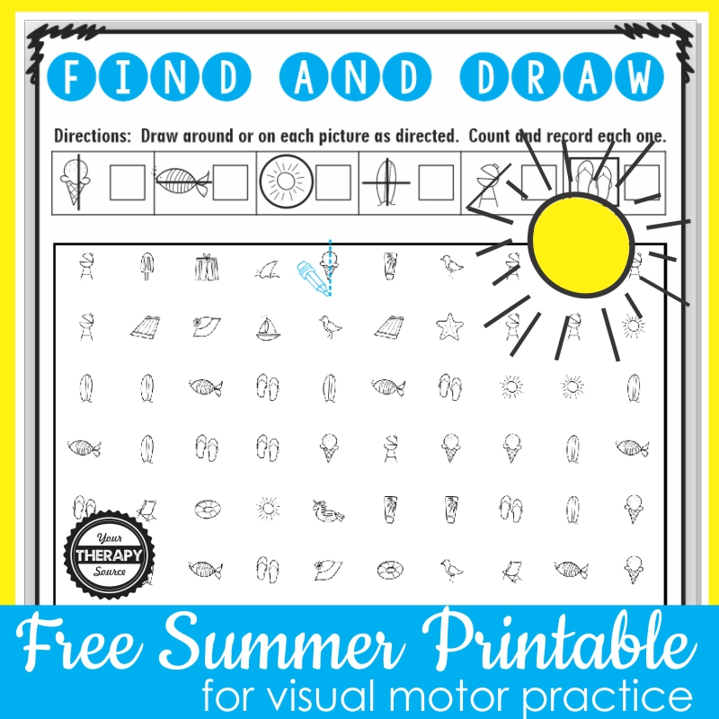 Free Summer Worksheet For Visual Motor Skills Your Therapy Source - Summer Fine Motor Worksheets