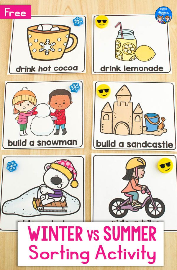 Free Winter Vs Summer Sorting Cards Weather Activities Preschool  - Summer And Winter Comparison Printable Worksheets