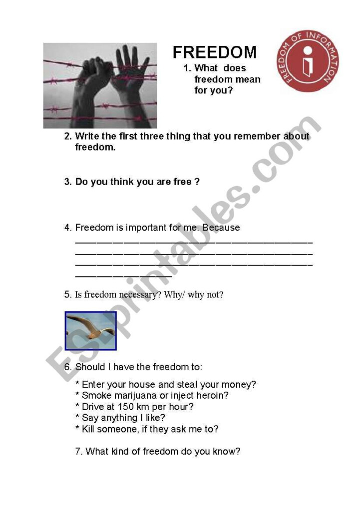 Freedom ESL Worksheet By H lya Bilgi  - Freedom Summer Worksheets