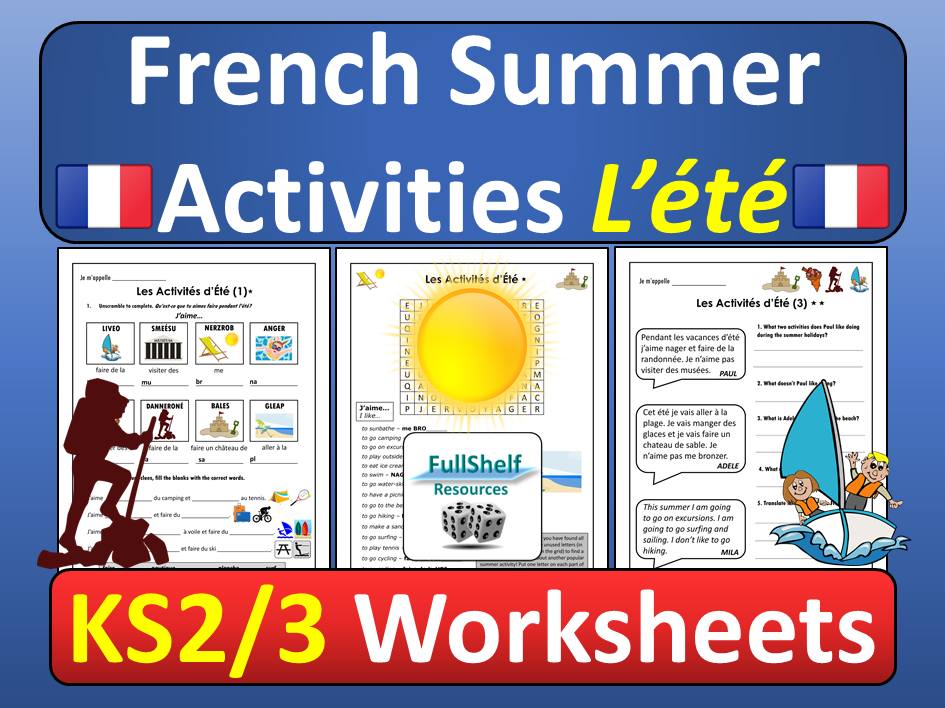 French Summer Activities Worksheets Teaching Resources - French Summer Worksheets