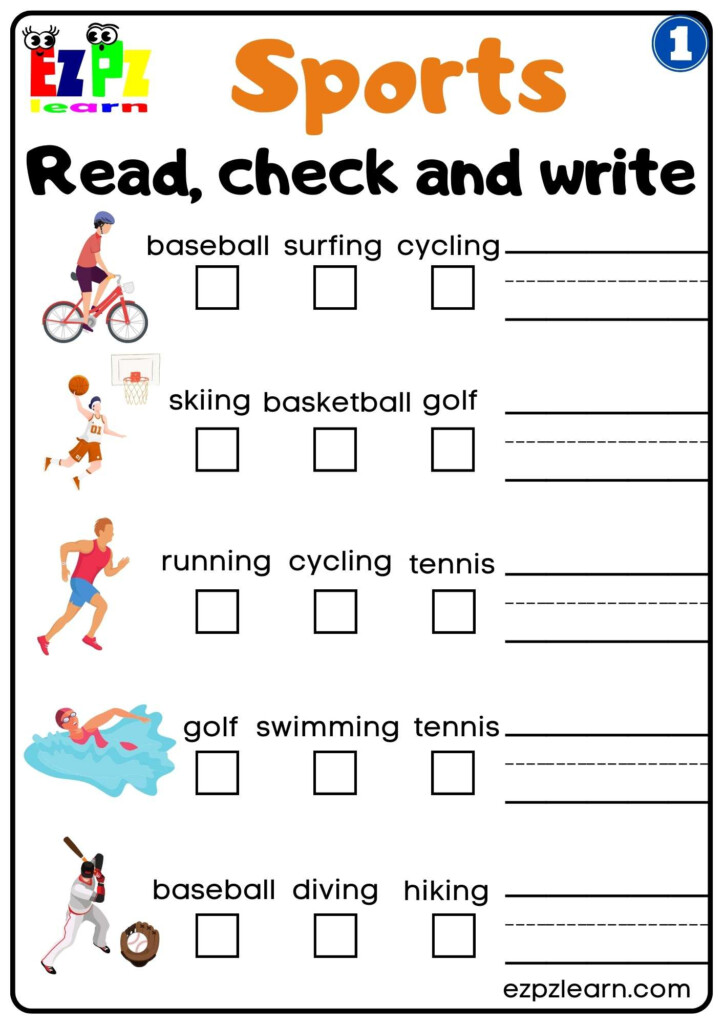 Group 1 Sports Read And Write Worksheet For K5 Kids And ESL Students  - Summer Sports Worksheets