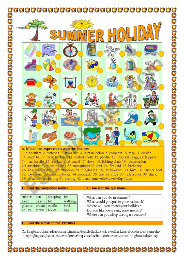 Happy Summer Holiday Printable Worksheet - Summer Holidays Worksheet