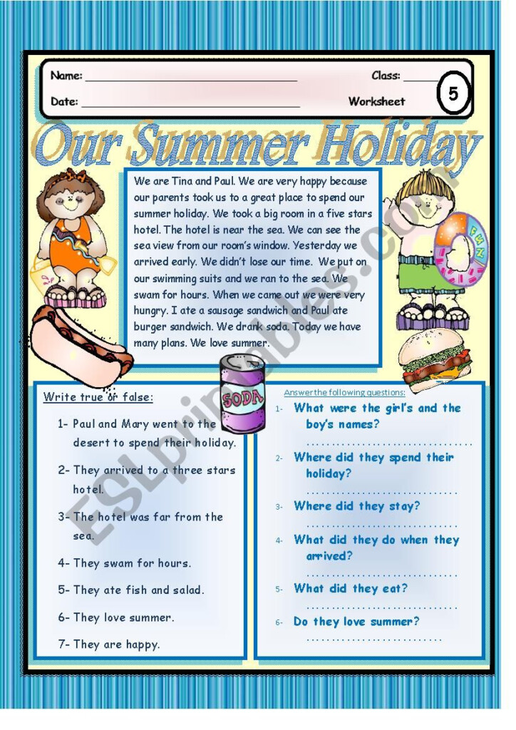 Happy Summer Holiday Printable Worksheet - Favorite Summer Moment Worksheet