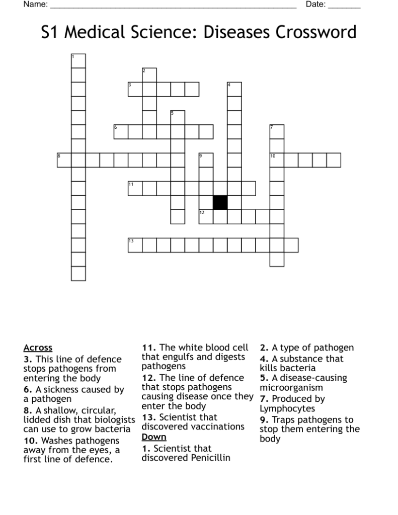 Health Science Crossword Puzzles With Answers - 7420 Health Science 1 Summer 2024 Worksheets Answers