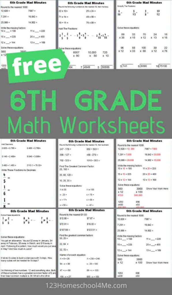 Help Your Kids Get Extra Math Practice With These Free Printable 6th  - Summer Worksheets 6Th Grade