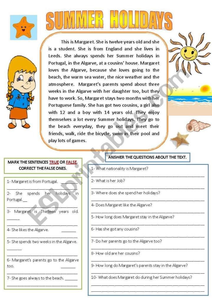 Holidays By Season Reading Comprehension Worksheets WorksheetsCity - Summer Holiday Reading Comprehension Worksheets