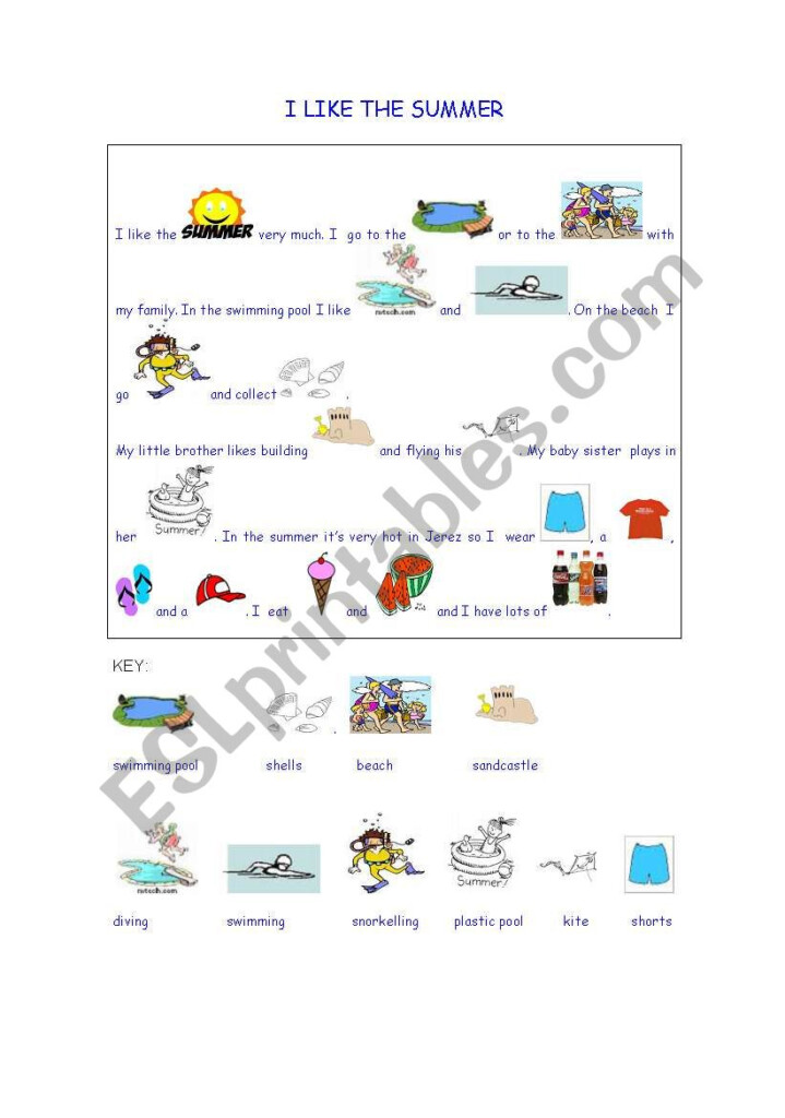 I Like The Summer ESL Worksheet By Kuki - I Like Summer Because Worksheet