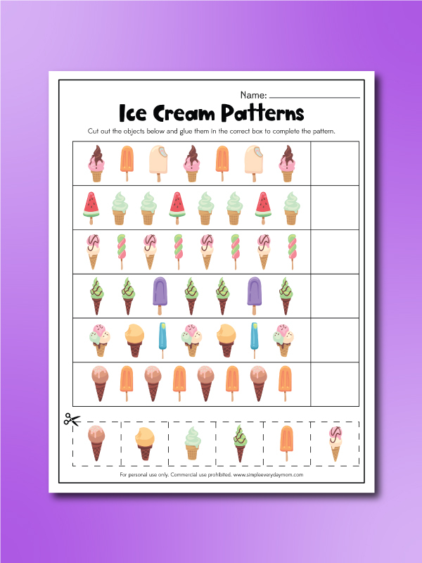 Ice Cream Worksheets For Kids Freebie  - Summer Ice Cream Worksheet For Kids