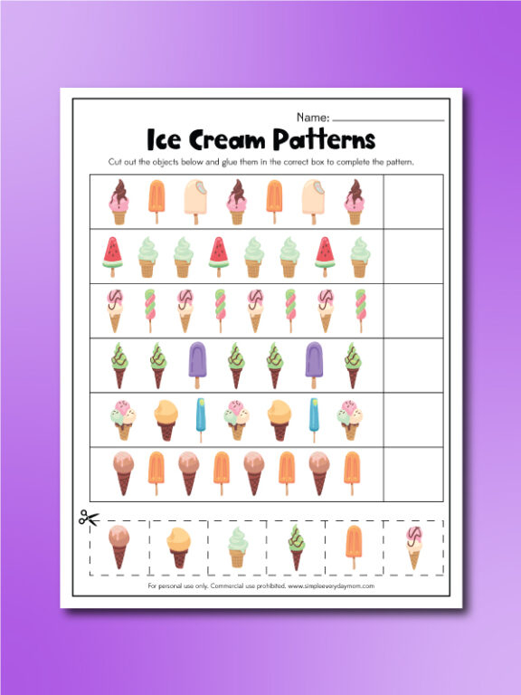 Ice Cream Worksheets For Kids Freebie  - Summer Ice Cream Cone Worksheet For Kids