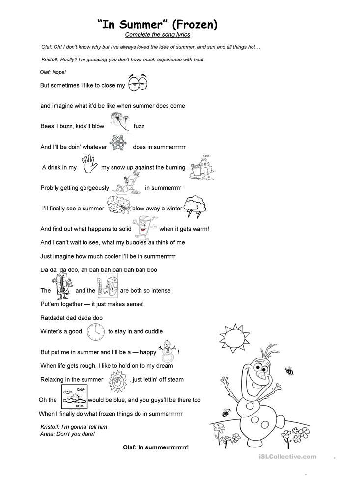 In Summer Frozen Film English ESL Worksheets For Distance Learning  - Frozen Planet Summer Worksheet