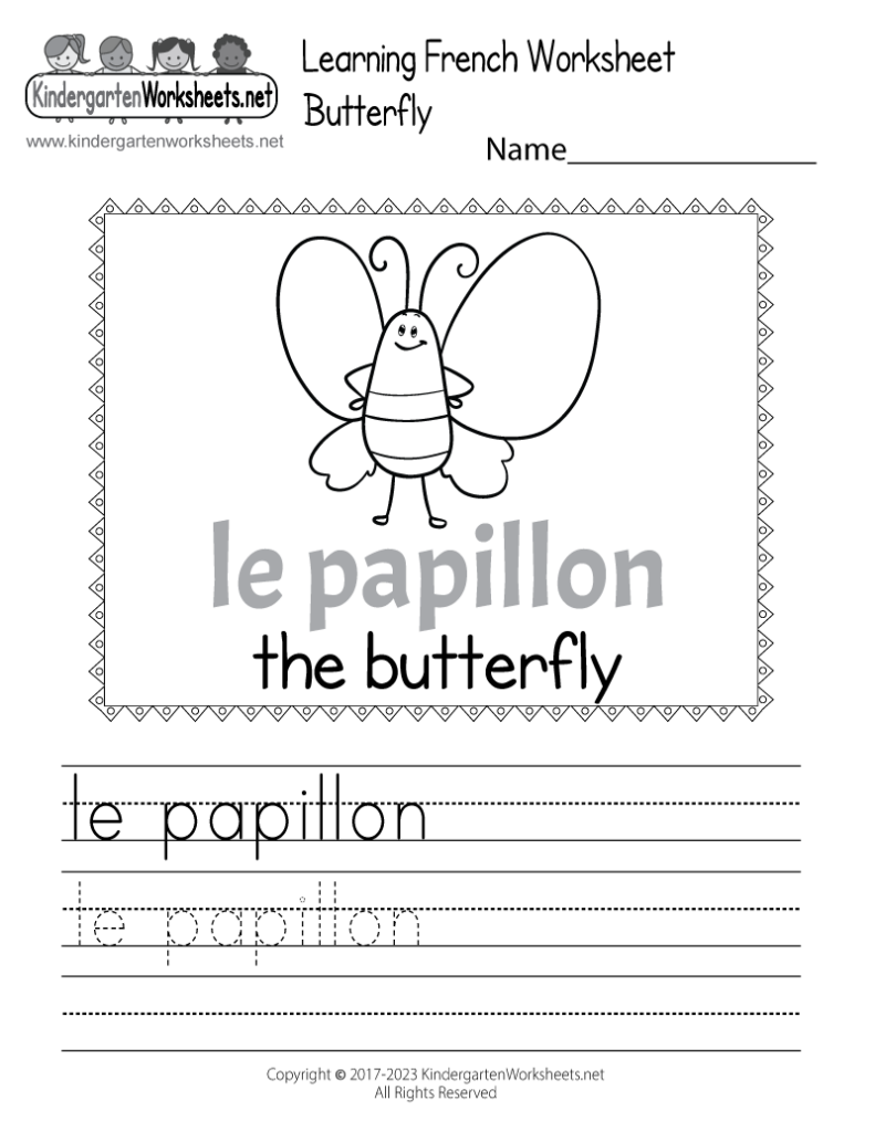 Kindergarten French Worksheets Free Printables Printable Templates - French Summer Worksheets