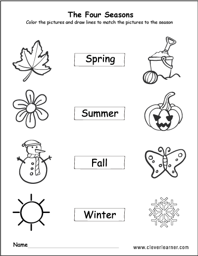 Kindergarten Handy Seasons Worksheet - Spring Summer Autumn Winter Worksheet