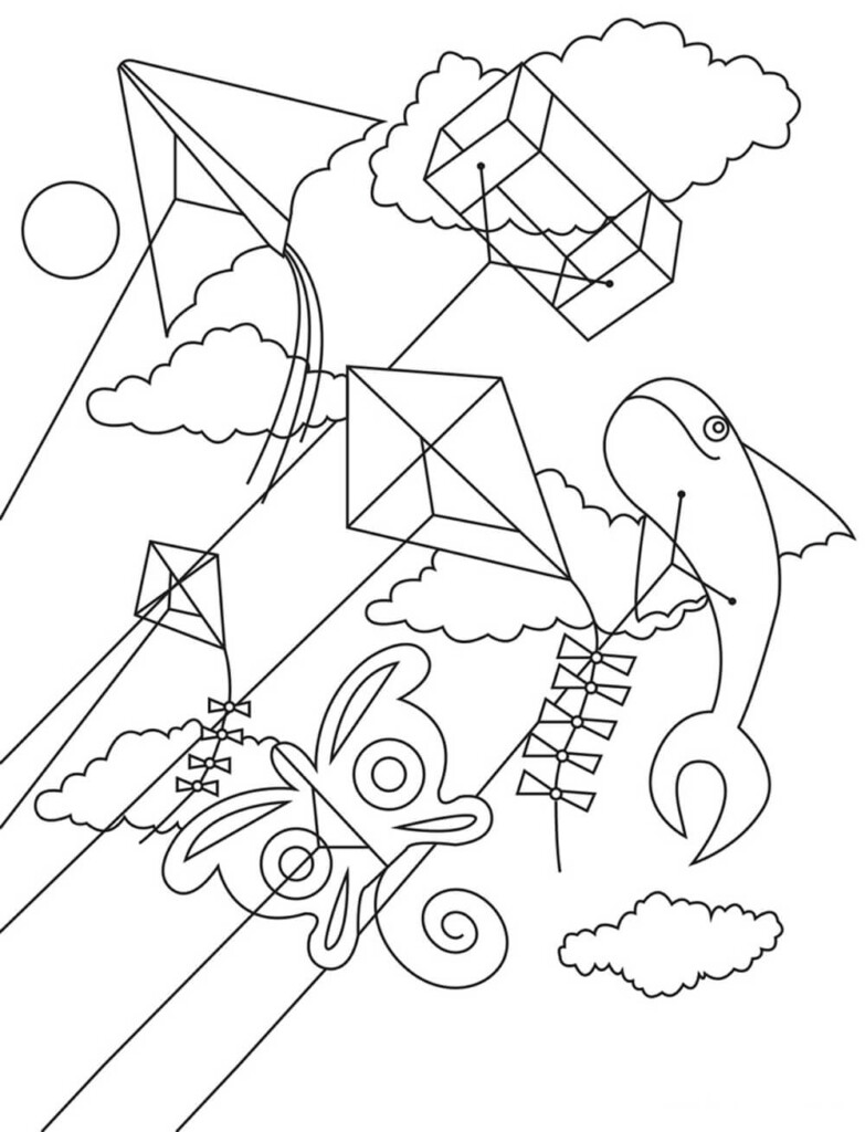 Kite Coloring Pages Free Printable Coloring Pages For Kids - Summer Kite Coloring Worksheets For 1St Grade