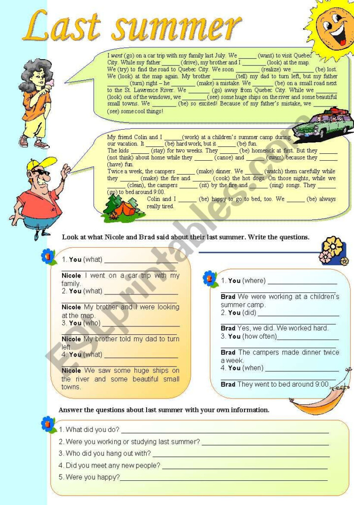 Last Summer ESL Worksheet By Doroteia F  - Last Summer Worksheet