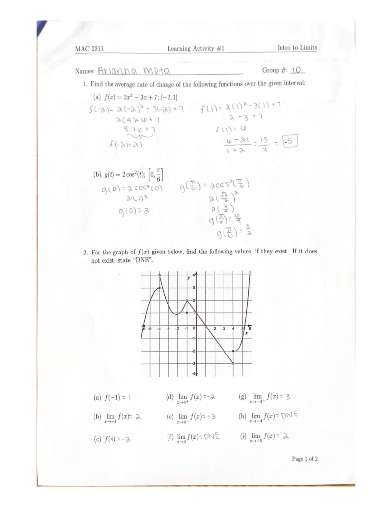 Learning Activity 1 MAC 2311 Studocu - Mac 2311 Worksheet 1 Summer 2024 Solutions