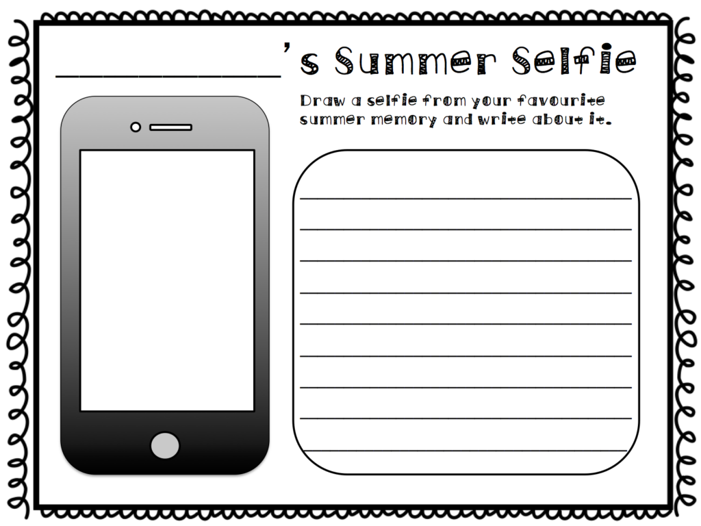 Mash Class Level Summer Selfie Writing Activity - Summer Selfie Worksheet