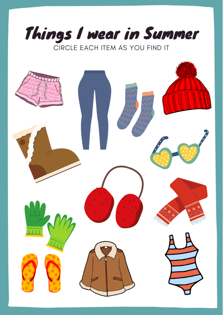 Mash Clothes ada What I Wear In Winter Summer Worksheet - Summer And Winter Clothes Worksheet