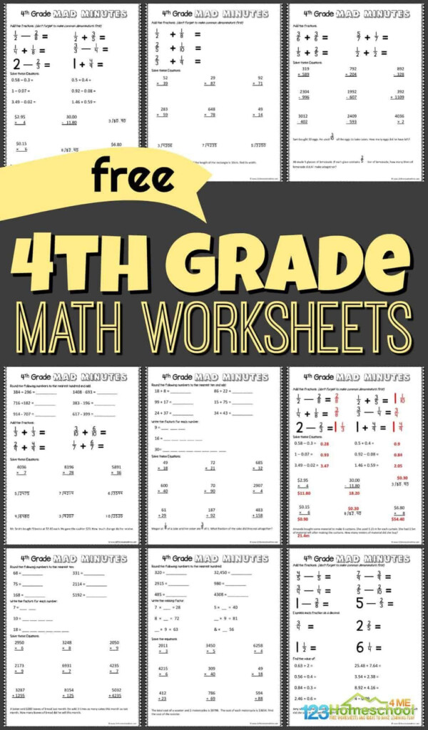 Math For 4th Graders Printable Worksheets - 4Th Grade Math Worksheets For Summer