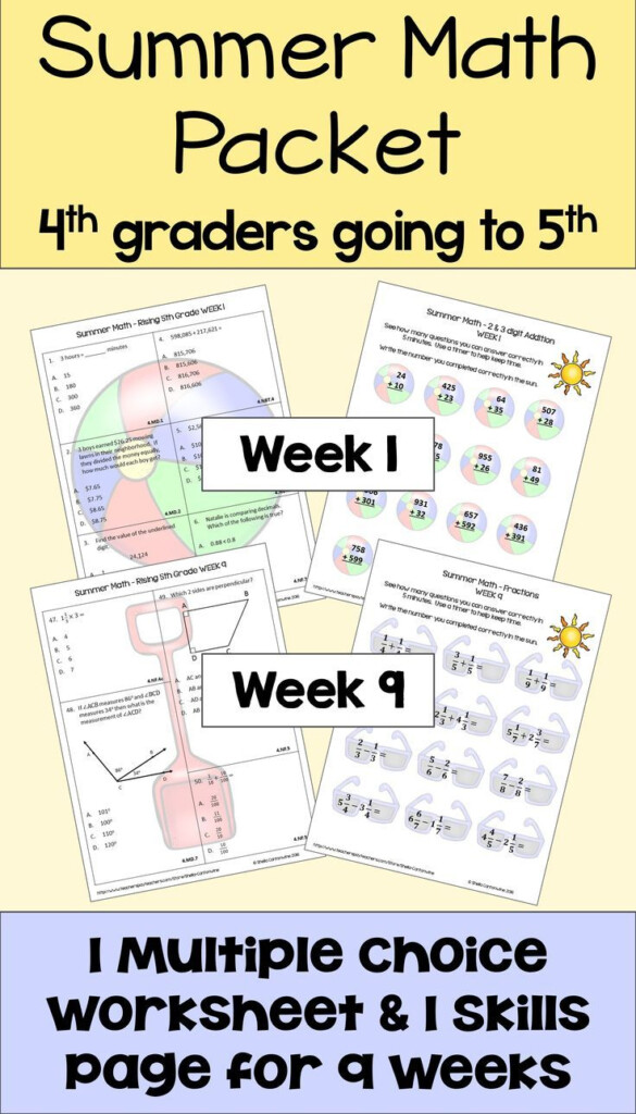 Math Packets For 4Th Grade - 4Th To 5Th Grade Summer Math Worksheets