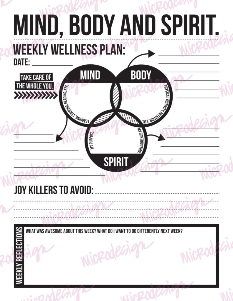 Mind Body Spirit Weekly Wellness Plan Downloadable Goal Planning  - Summer Of Soul Worksheet