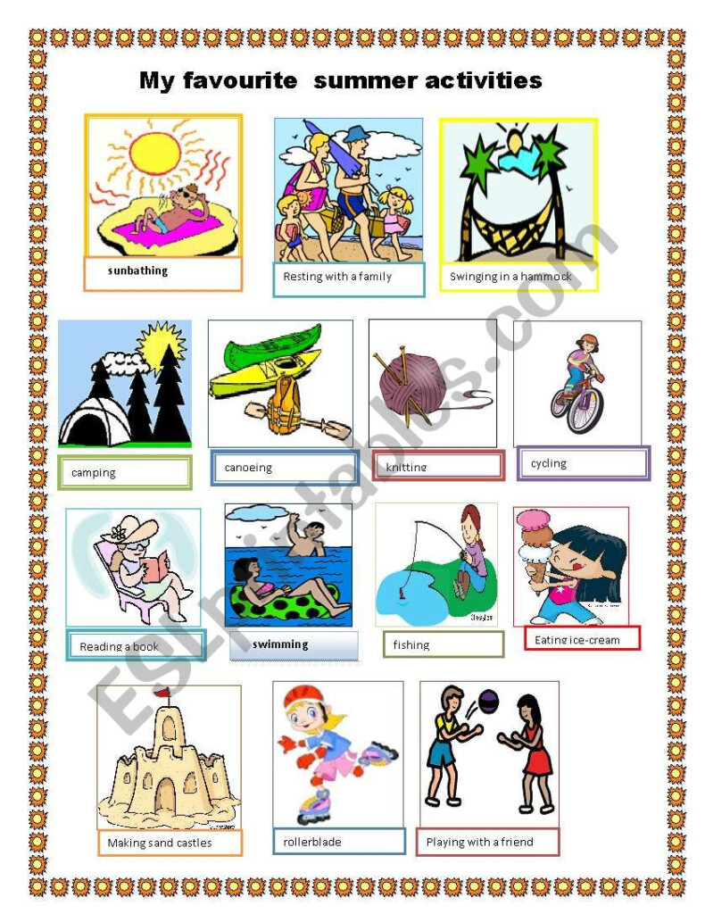 My Favourite Summer Activities ESL Worksheet By Irma inas - Favorite Summer Moment Worksheet