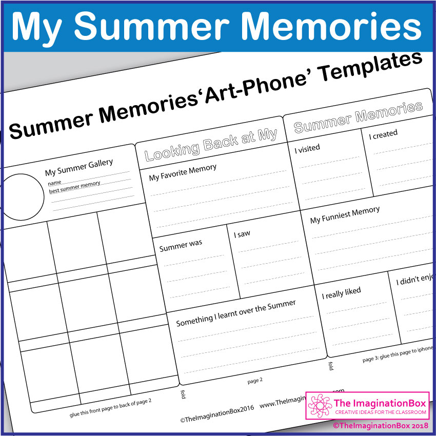 My Summer Memories Back To School Art Phone Activity The Imagination Box - Summer Memories Worksheet