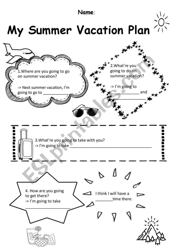 My Summer Vacation Plan ESL Worksheet By Watermelon149 - Printable My Summer Vacation Worksheet