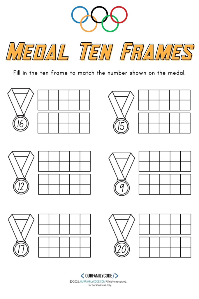 Olympic Medal Ten Frames Worksheets For Kids Our Family Code - Summer Olympics Math Worksheets