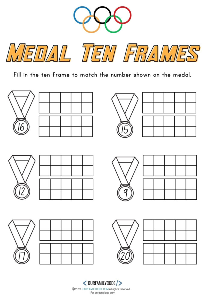 Olympic Medal Ten Frames Worksheets For Kids Our Family Code - Summer Olympics Worksheets For Kids