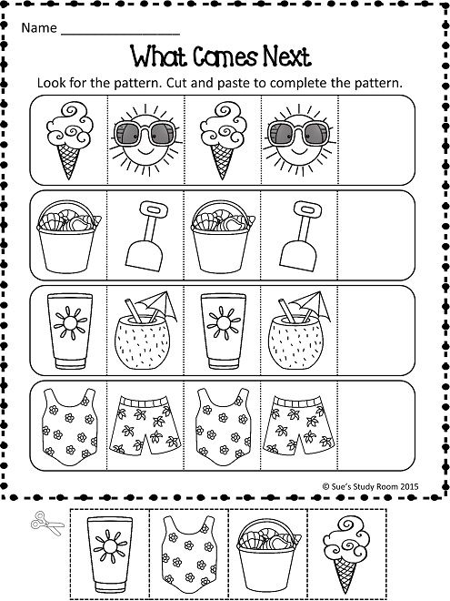 Patterns Summer Patterns Worksheets E1A - Summer Pattern Worksheet