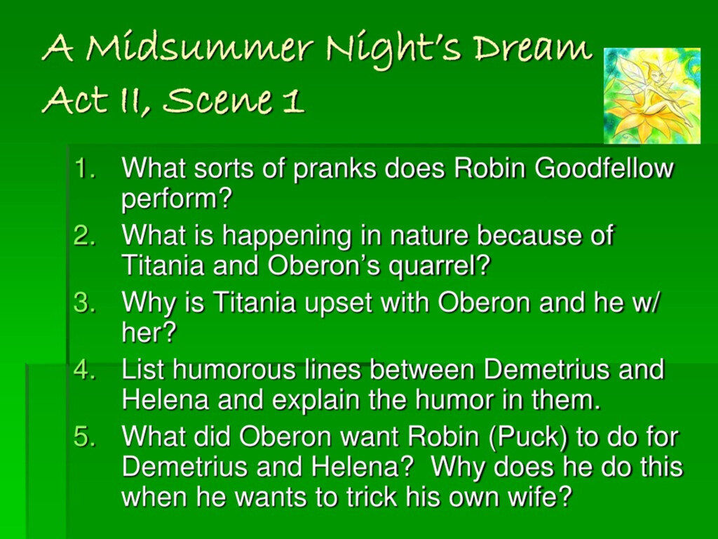 PPT A Midsummer Night s Dream Act II Scene 1 PowerPoint Presentation  - A Midnights Summe Dream Acy 2 Scene 1 Worksheet